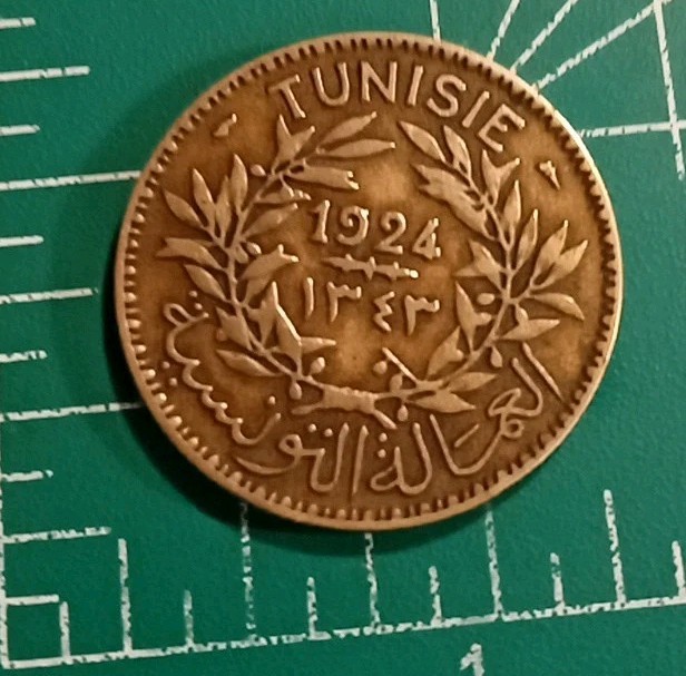 Read more about the article TUNISIA  2 Francs 1924 KM 248   (French Protectorate)
