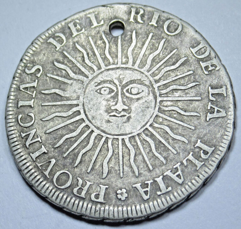 Read more about the article 1813 Holed Argentina Potosi Silver 2 Reales Genuine Antique 1800’s Sun Coin