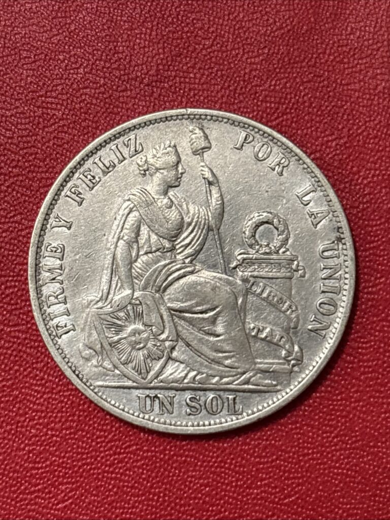 Read more about the article 1891 TF Peru Un Sol Silver Coin 90% 25g 22.5g ASW