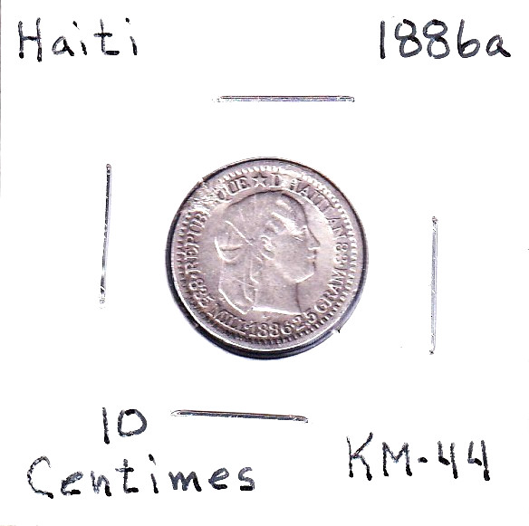 Read more about the article 1886a Haiti 10 Centimes (KM-44) .0671 ASW Silver!!!  [Paris Mint]  solder mark
