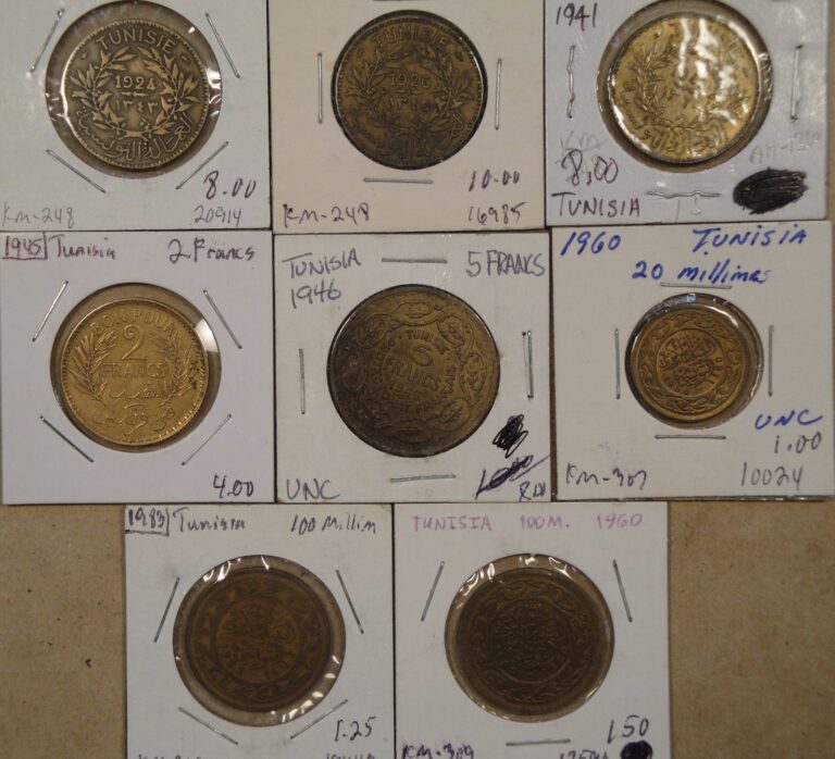 Read more about the article Tunisia 8 Different Coins 1926-83 as Pictured