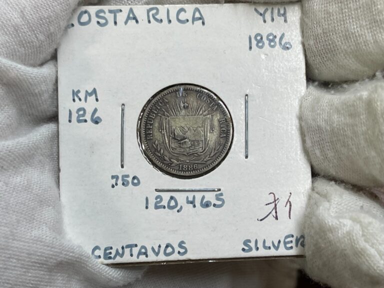Read more about the article 1886 Costa Rica 10 Centavos Silver Coin Low Mintage