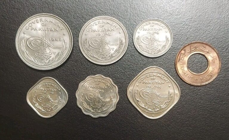 Read more about the article 1948 Pakistan Year Set Of 7 Unc Lahore Mint Lovely Coins