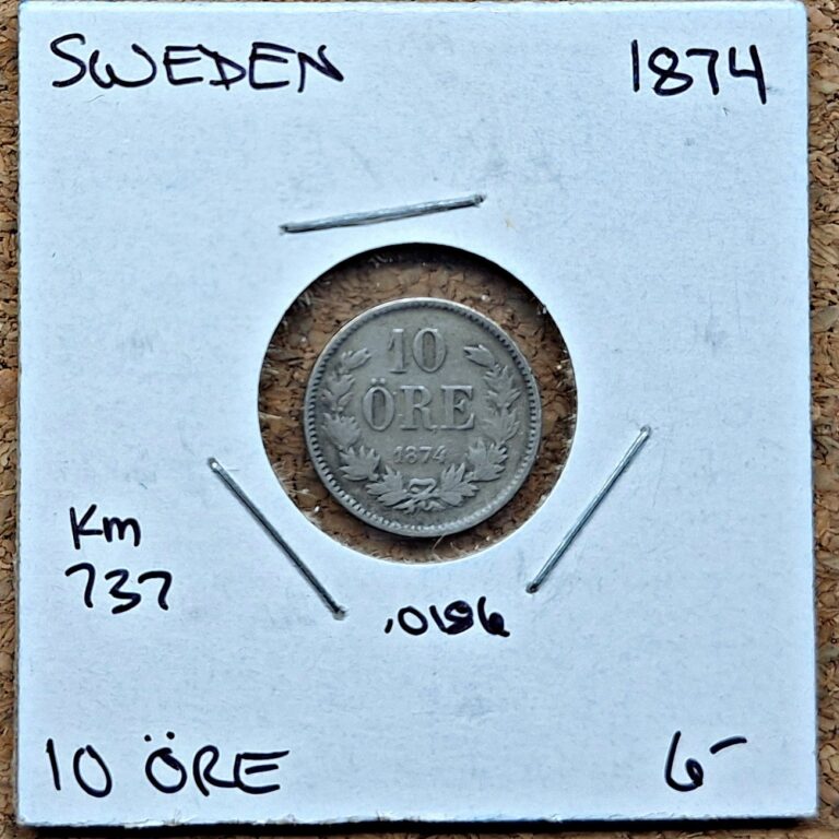 Read more about the article Nice Old Sweden Silver 10 ore Coin 1874 Vintage World Foreign !!