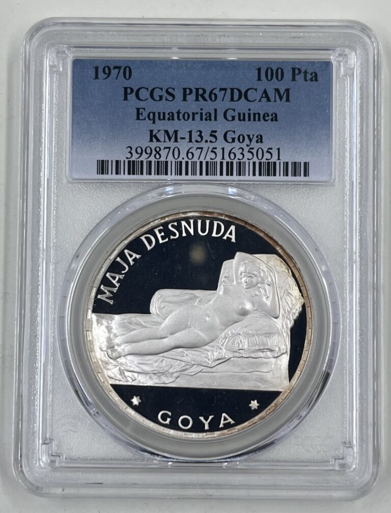Read more about the article 1970 100 Pta PCGS PR67DCAM Equatorial Guinea KM 13.5 Goya
