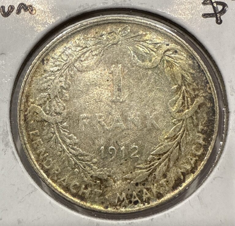 Read more about the article 1912 1 Frank Belgium Silver Coin – BU Uncirculated With Nice Toning