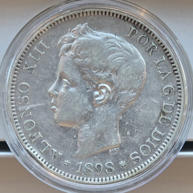Read more about the article Spain 1898 (98) SG-V 5 Pesetas Silver Coin