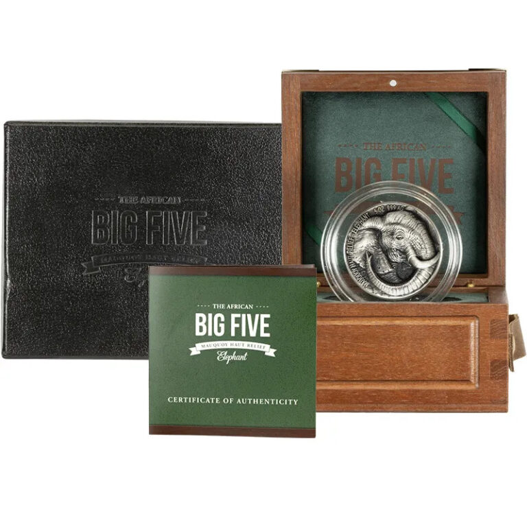 Read more about the article 2017 Ivory Coast Big Five Elephant Antiqued High Relief 5oz Silver Coin