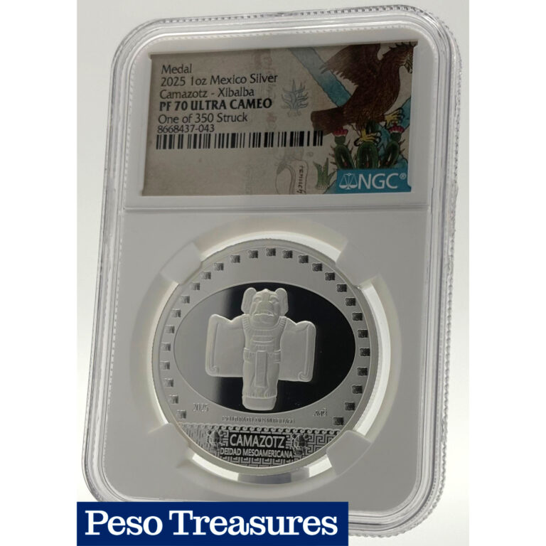 Read more about the article 2025 Mexico Silver Proof Medal Camazotz – Xibalba 🔥350 Minted🔥 PF70 UCAM NGC