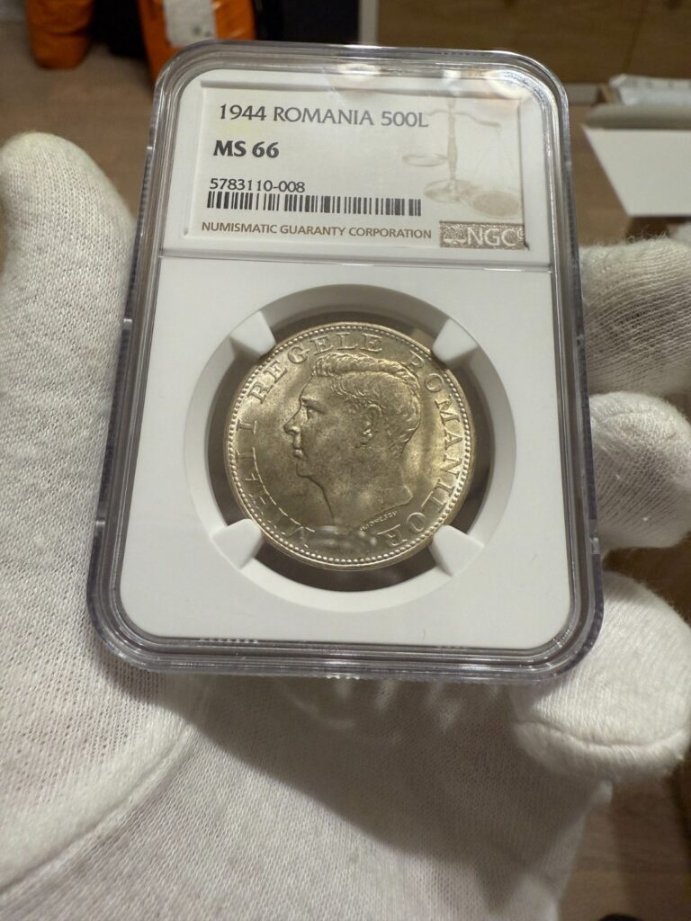 Read more about the article 500 Lei 1944  Silver  Romania NGC MS66  Ear wrinkles  very good grade