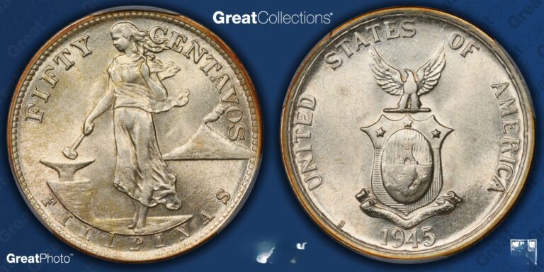 Read more about the article MS-63 1945-S U.S. Philippines Fifty Centavos PCGS Only 18 This Grade Lovely Tone