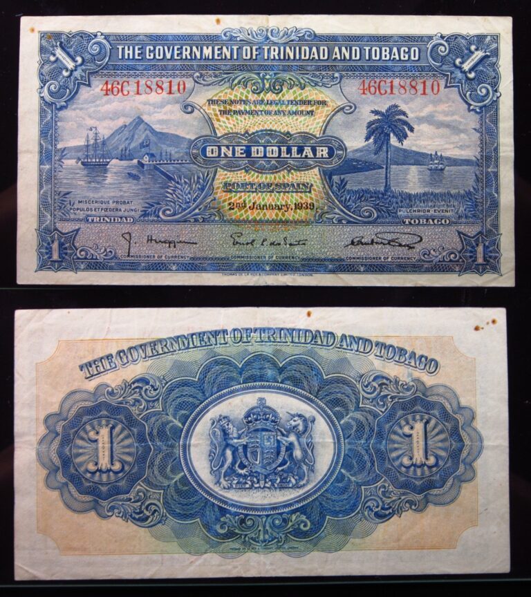 Read more about the article Trinidad and Tobago 1 Dollar 1939 P5 i8810 Government George VI British Money