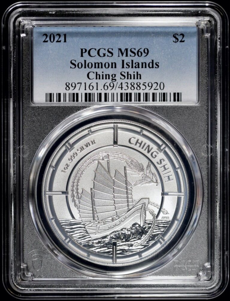 Read more about the article 2021 $2 1 oz Silver Solomon Islands Ching Shih PCGS MS 69 (BU Uncirculated) Ship