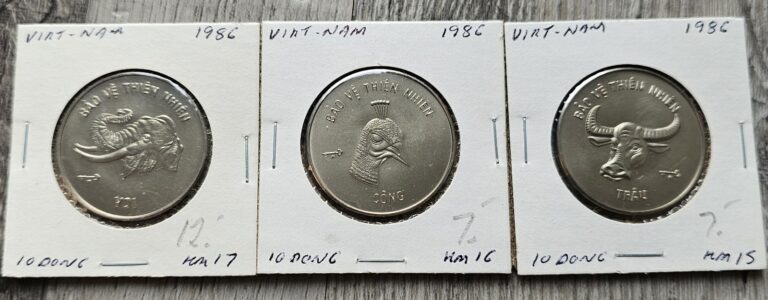 Read more about the article 1986 Vietnam 10 Dong – Nature Theme – Lot of 3 Coins – Km#15  16  And 17 -Gem BU