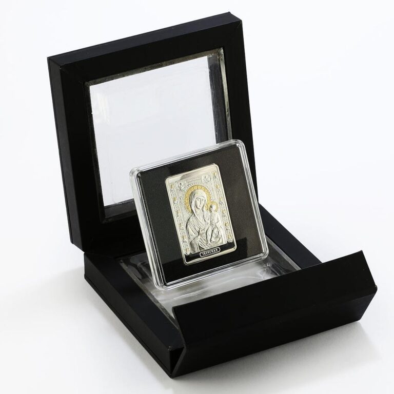 Read more about the article Belarus 20 rubles Religion series Holy Theotokos of Iveron silver coin 2013