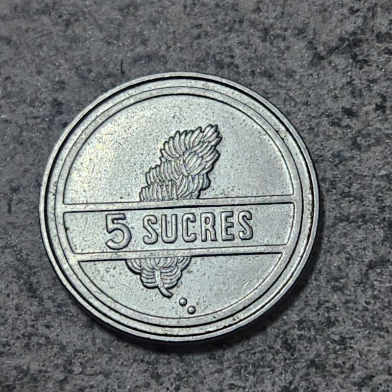 Read more about the article ECUADOR 🇪🇨 FIVE (5) SUCRES COIN 1988