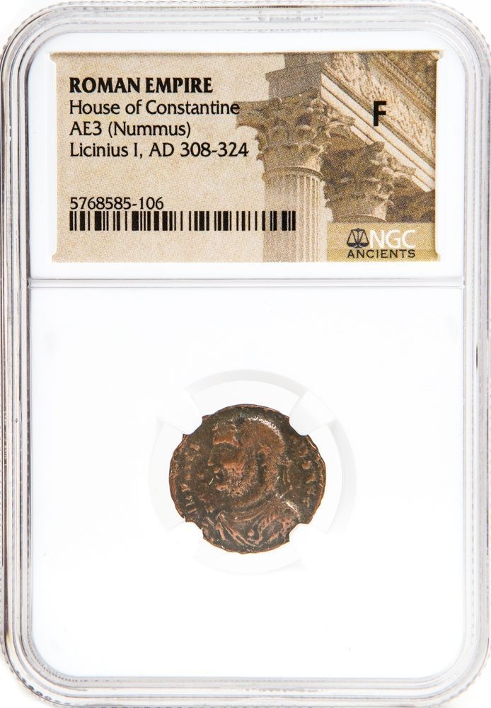 Read more about the article Rare Roman Ae of Licinius I (AD 308-324) – NGC Certified F Coin