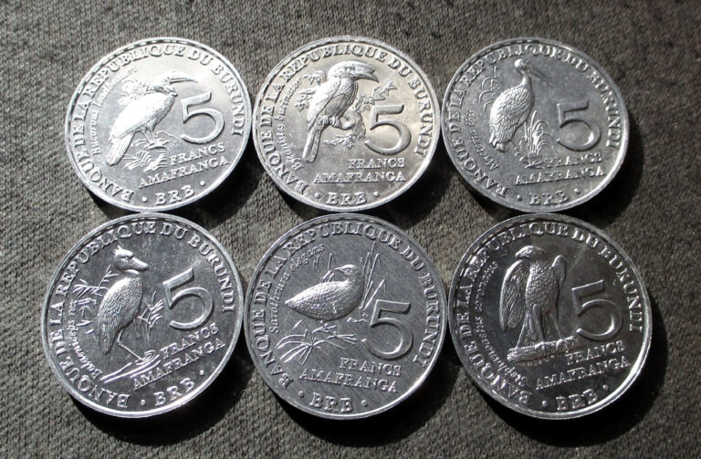 Read more about the article LOT OF SIX COMMEMORATIVE 5 FRANCS 2014 COINS OF BURUNDI  BIRDS OF AFRICA (UNC)