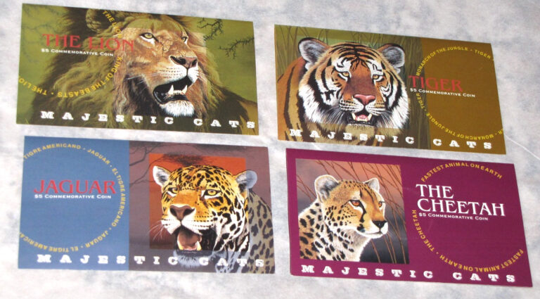 Read more about the article 1996 Majestic Cats $5 coins from The Republic of the Marshall Islands Lion Tiger