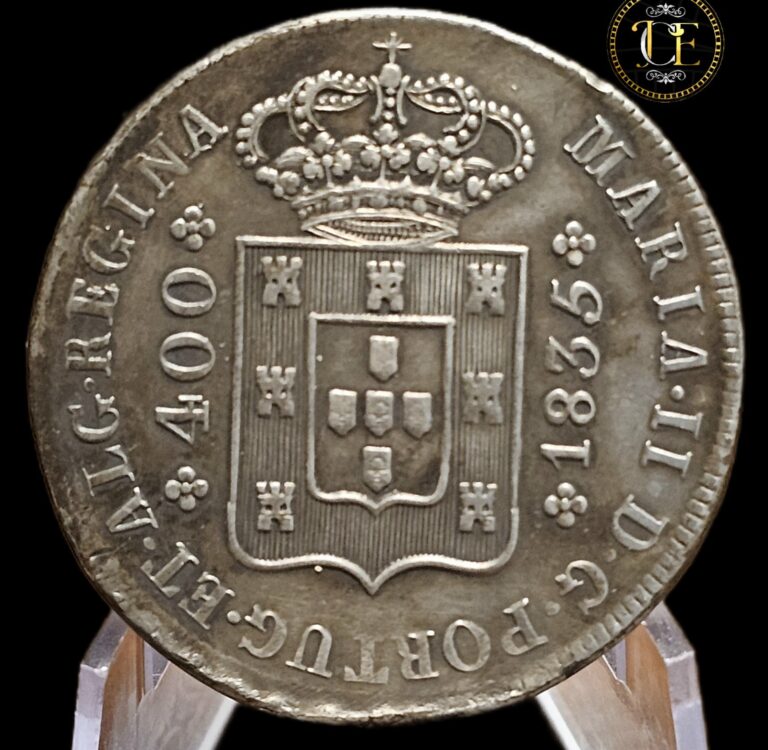 Read more about the article 1835 400 Reis Portugal Silver Coin  Queen Maria II Cruzado¡TONING RARE and SCARCE!