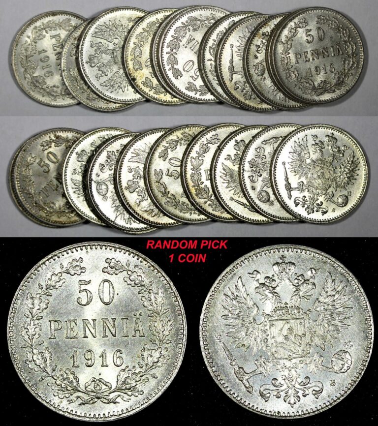 Read more about the article FINLAND Nicholas II Silver 1916 S 50 Penniä UNC KM# 2.2 RANDOM PICK (1 Coin) (2)