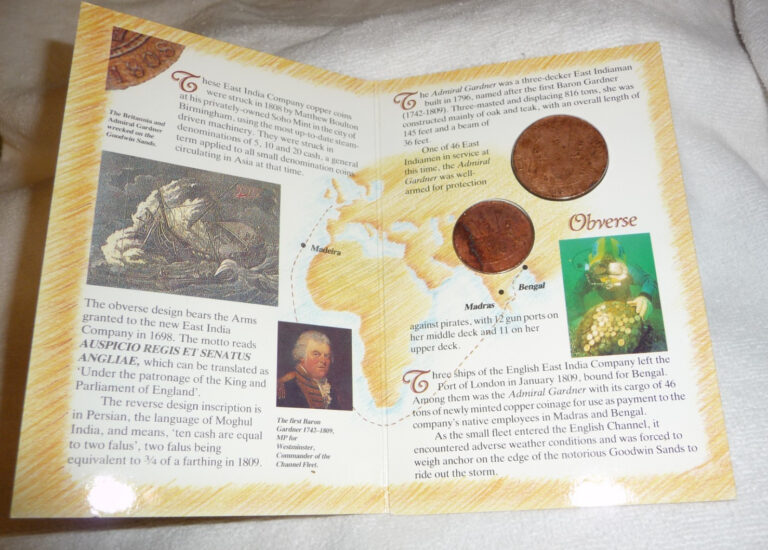 Read more about the article Shipwreck Coins East India Company  1808 Copper Cash 10 and 20 Admiral Gardner