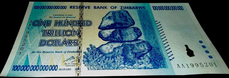 Read more about the article Zimbabwe 100 Trillion Dollars 2008 AA P-91 Banknote New UNC Zim Currency w/COA