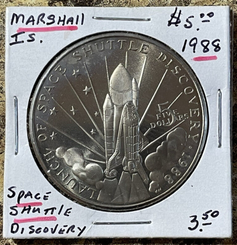 Read more about the article 1988 Marshall Islands 5 Dollar Commemorative Coin   U.S. Space Shuttle Discovery