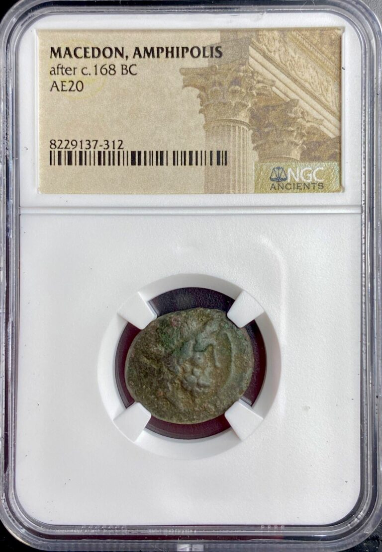 Read more about the article Ancient City of Amphipolis Kingdom of Macedon Coin NGC Genuine 167-31BC Poseidon