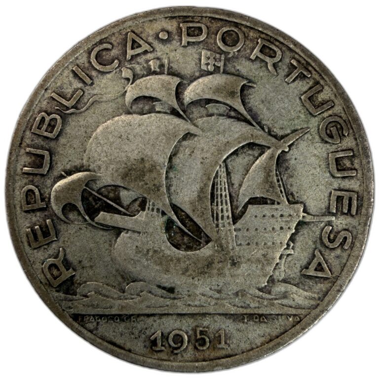 Read more about the article Portugal – 5 Escudos – 1951 – KM#581 – Silver .650