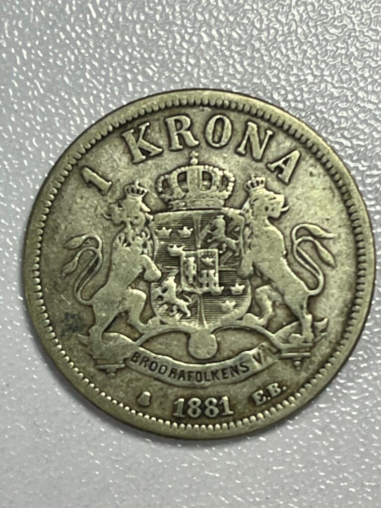 Read more about the article 1881 Sweden 1 Krona .800 Silver Coin-KM# 747