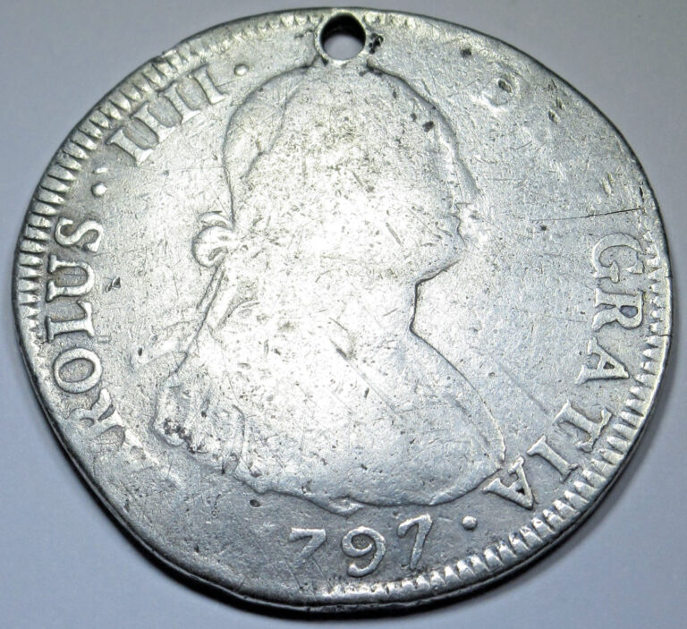 Read more about the article 1797 Holed Spanish Bolivia 4 Reales Antique 1700’s Colonial Half Dollar 4R Coin