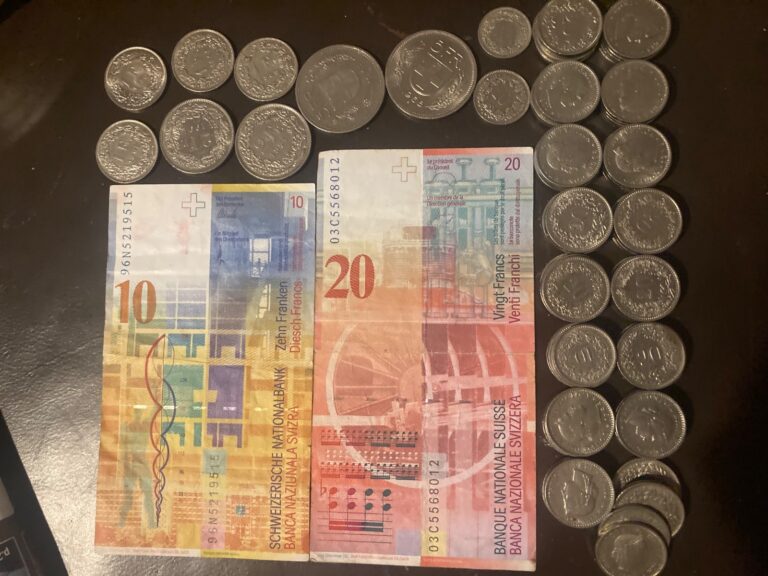 Read more about the article Switzerland Coin and Currency lot 65 Swiss Francs