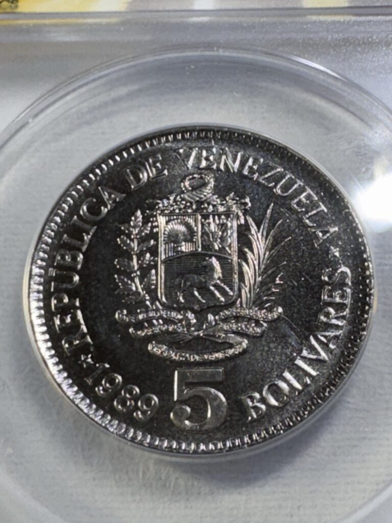 Read more about the article 1989 Venezuela 5 Bolivares Graded MS 67 by ANACS