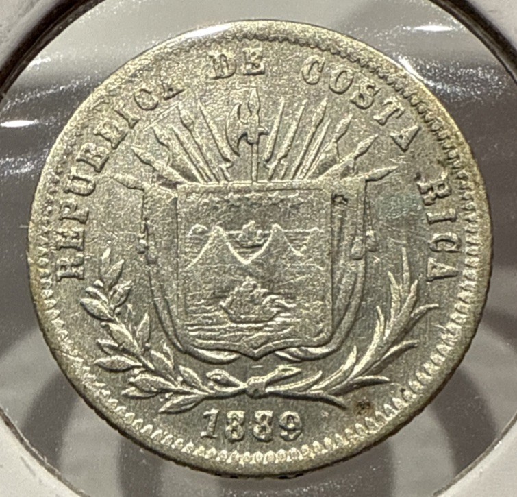 Read more about the article 1889 5 Centavos Costa Rica 5C Silver Coin Heaton Mint