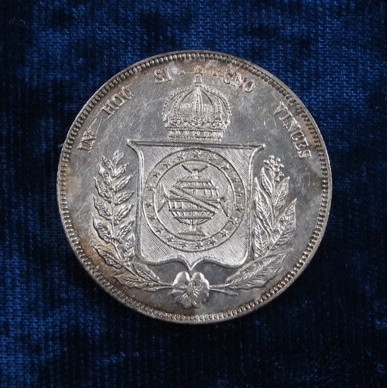 Read more about the article 1858 Brazil 1 000 Reis Uncirculated Silver Coin