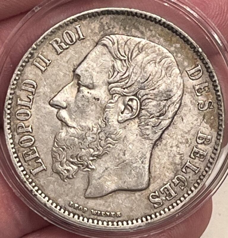 Read more about the article 1870 Belgium 5 Francs Large Silver Coin  Leopold II  90% Silver Coin  In Capsule