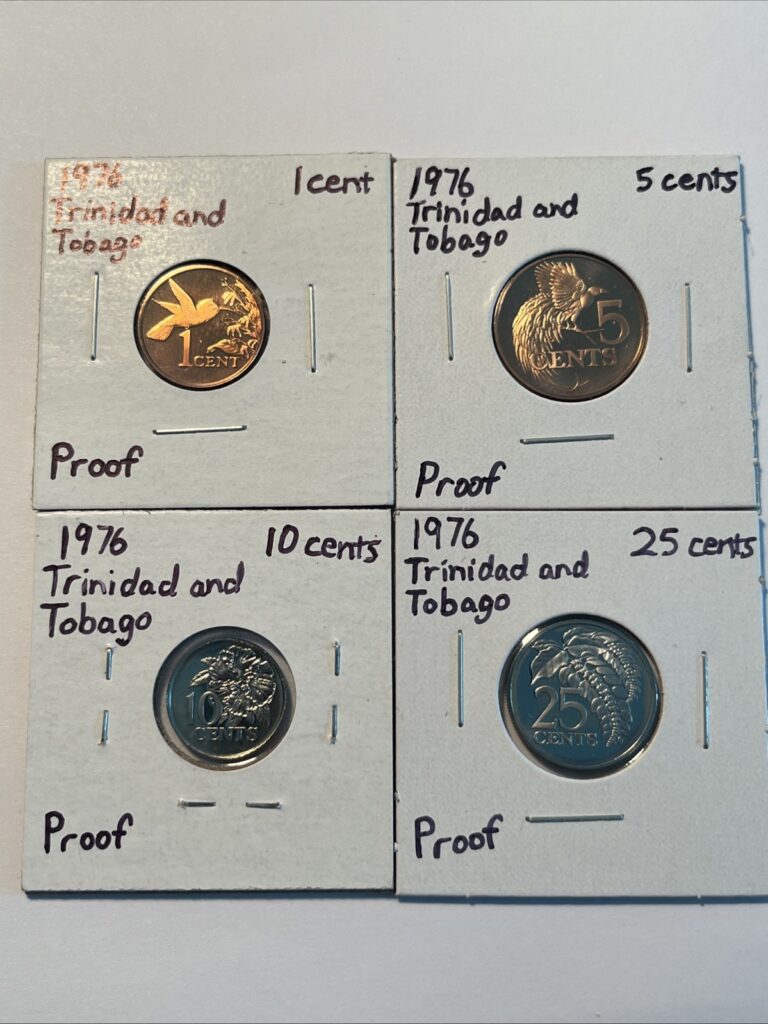 Read more about the article 1976 Trinidad and Tobago Proof Coinage  1c  5c  10c  25c Trinidadian Proof Coins