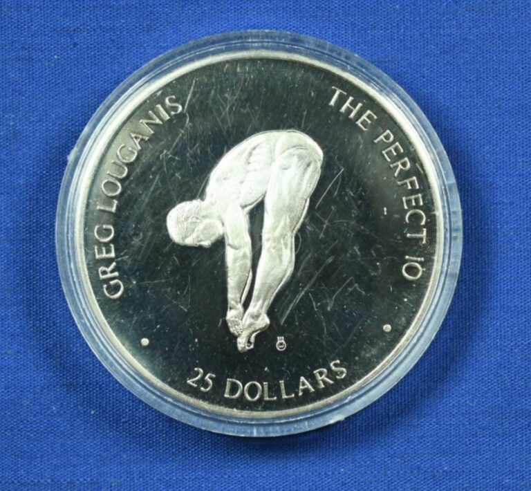 Read more about the article 1988 Greg Louganis Marshall Islands 1988 $25 .925 Silver Proof Coin 1.01 Oz. ASW