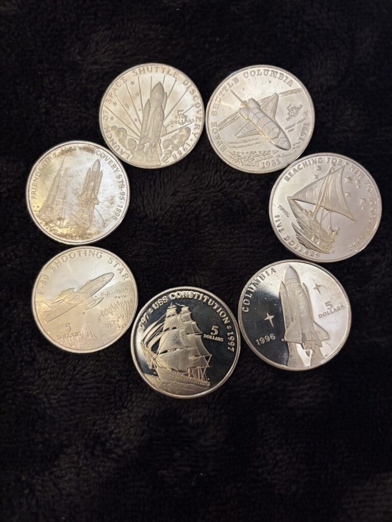 Read more about the article Marshall Islands $5 Space Coin Lot – 7 Coins – Shuttle Columbia Discovery NASA