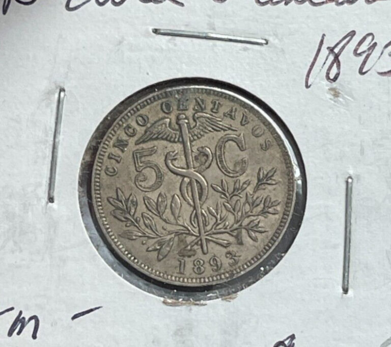 Read more about the article 1893 Bolivia 5 Centavos – Copper Nickel KM# 173 L2