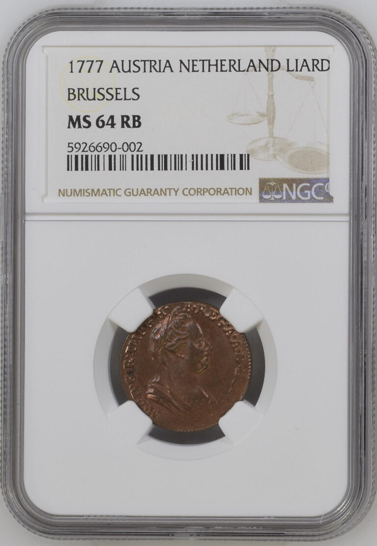 Read more about the article 1777 AUSTRIA NETHERLAND BRUSSELS LIARD NGC CERTIFIED COIN MS 64 RB