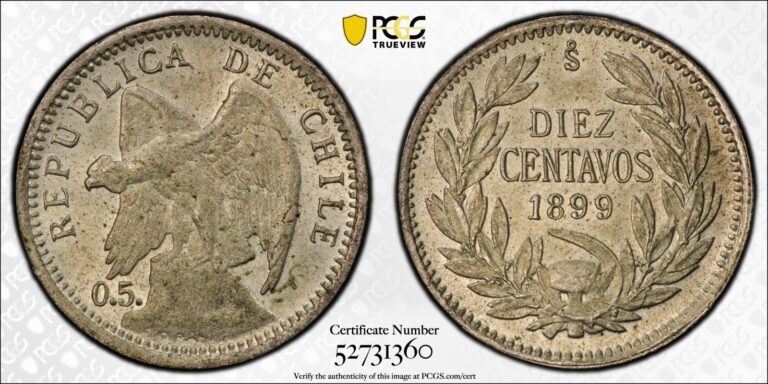 Read more about the article Chile 10 centavos 1899 So PCGS MS64