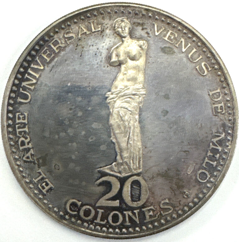 Read more about the article Rare 1970 Costa Rica 20 Colones Venus De Milo Proof Silver Coin