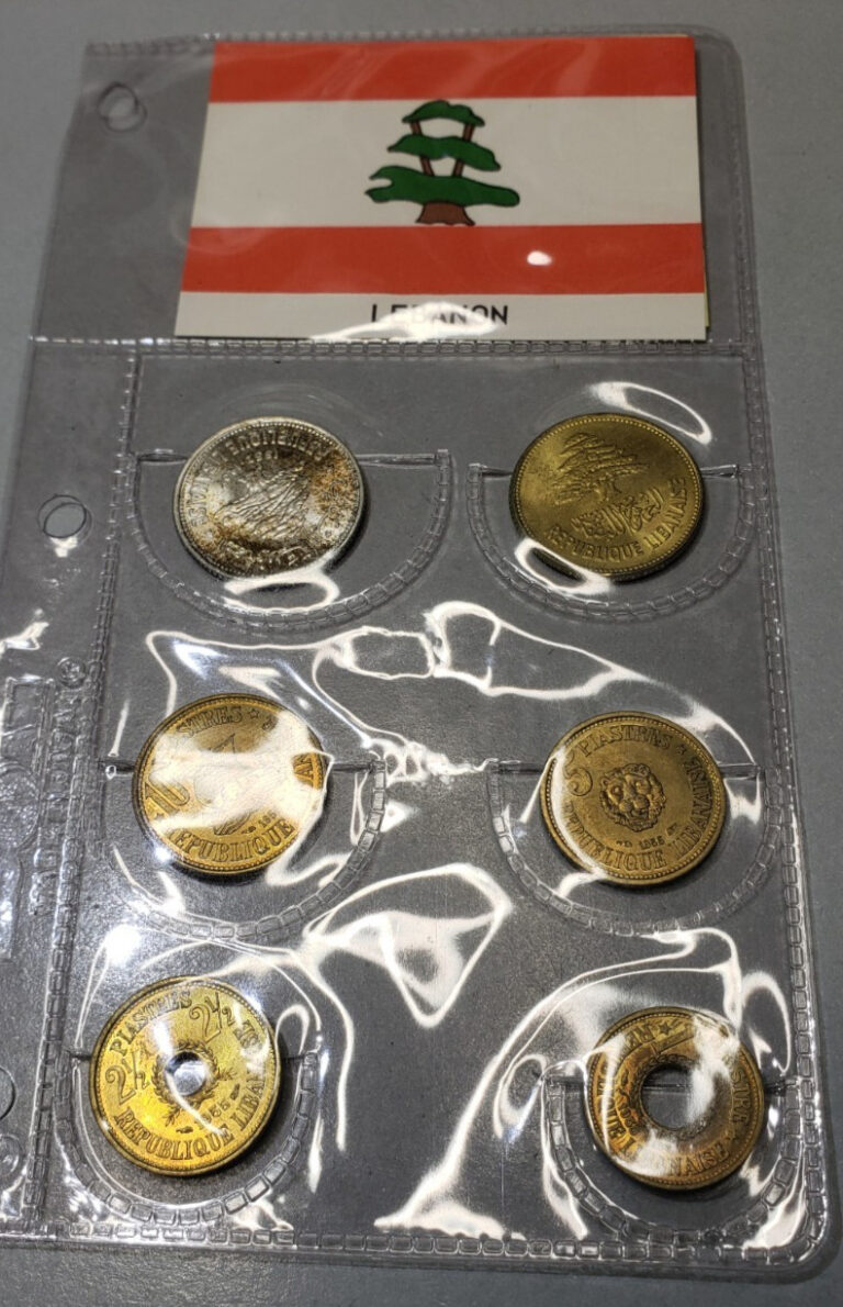 Read more about the article Lebanon Uncirculated 6 Coin Lot. 1952 SILVER Coin Included. See Pictures