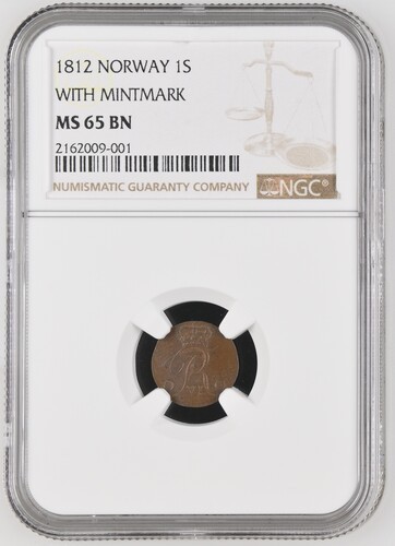 Read more about the article 1812 NORWAY WITH MINTMARK 1S NGC MS 65 BN Certified Coin