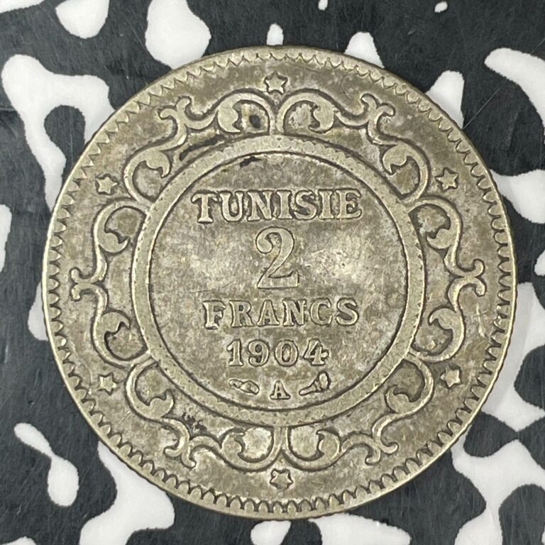 Read more about the article 1904-A Tunisia 2 Francs Lot#JM0484 Silver! Scarce!
