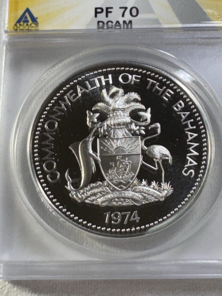 Read more about the article 1974 Bahamas $2 Silver Proof Graded PR 70 DCAM by ANACS Low Mintage Flamingos