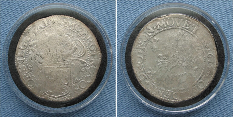 Read more about the article 1617 Dutch Friesland 1 Daalder Coin 90 deg. rotated (Lion Dollar Netherlands)