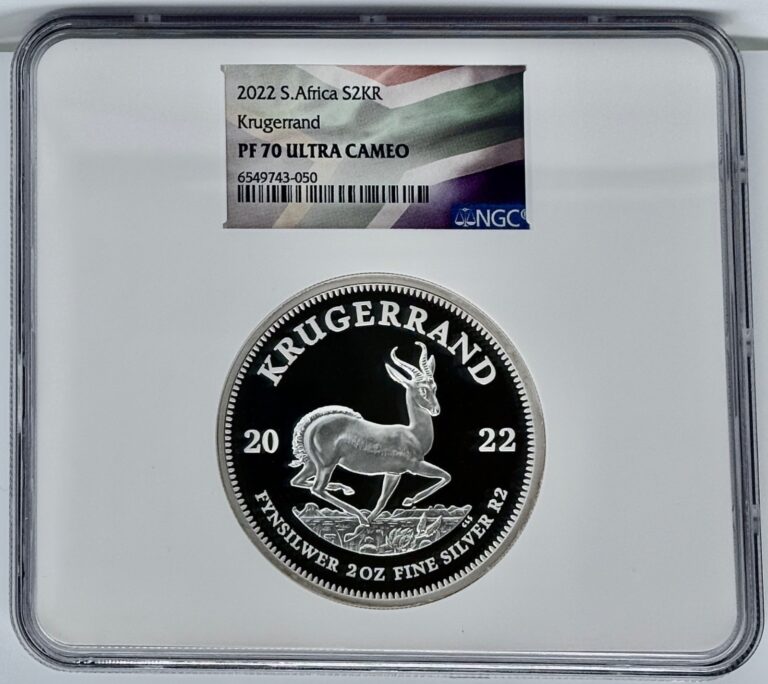 Read more about the article 2022 South Africa 2 Rand S2KR 2 Oz Silver Krugerrand Coin NGC PF70UCAM with COA